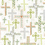 Quilting Treasures - Rejoice - Crosses, Cream