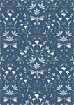 Lewis & Irene - Water Garden - Graceful Reflections, Navy Blue