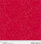 P & B Textiles - Sparkle - Abstract Metallic Dots, Gold/Red