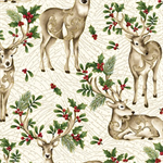 Benartex Traditions - Winter in The Pines - Graceful Deer, Cream