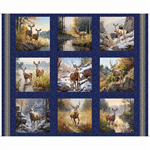 Quilting Treasures - Buck Wild - 36^ Deer Picture Patches, Navy