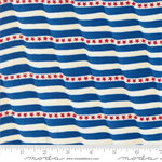 Moda - Red, White & Bloom - Waving Flag Stripe, Midnight Blue