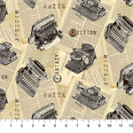 Northcott - Cat Tales - Typewriters, Beige