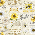 Timeless Treasures - Honey Bee Farm - Vintage Bee Farm Sign, Cream