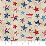 Northcott - Stonehenge Stars & Stripes 10 - Multi Stars, Beige