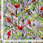 Timeless Treasures - Spring Song - Cardinal on Birch Tree, Multi