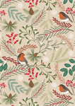 Lewis & Irene - New Forest Flannel - Robin in Woodland, Dark Cream