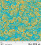 P & B Textiles - Sea Shore Collection - Sea Shells, Turquoise