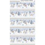 Northcott - Snow Much Fun Flannel - Border Stripe, Light Blue