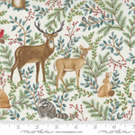 Moda - Woodland Winter - Pine & Animal Landscape, Snowy White