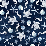 Blank Quilting - Seaside Serenity - Mixed Sea Life, Navy