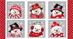 Henry Glass - Snow Crew - 24^ Snowmen Blocks, Red/Gray