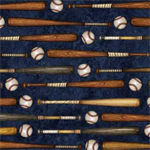 Quilting Treasures - Bases Loaded - Bats & Baseballs, Navy