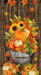 Timeless Treasures - Fall is in The Air - 24^ Harvest Floral Metallic, Brown