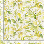 Timeless Treasures - Lemon Bouquet - Lemon Blossoms & Bees, Beige