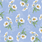 Benartex - Traditions - All About Daisies - Daisy Scroll, Sky