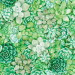 Quilting Treasures - Blossom - Mixed Succulents, Green