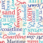 Benartex Kanvas Studio - High Tides - Coastal Words, Multi