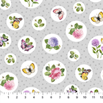 Northcott - Scented Garden - Floral Dot, Gray