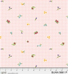 P & B Textiles - Bunnies & Blooms - Floral Gingham, Pink