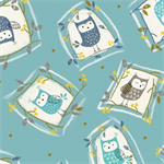 Quilting Treasures - What A Hoot - Framed Owls, Aqua