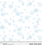 P & B Textiles - Snowfall - Small Snowflakes, Light Blue/White