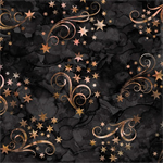 Quilting Treasures - Moonshadow - Star Swirl Toss, Black