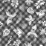 Blank Quilting - Holiday Style - Plaid With Winter Motifs, Gray