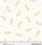 P & B Textiles - Love Birds - Green Vine, Ecru