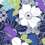 Quilting Treasures - Lexi - Large Floral, Multi/Navy