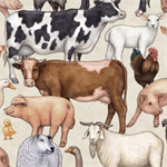 Quilting Treasures - Country Farm - Packed Animals, Ecru