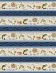 Wilmington Prints - Gone Fishing - Repeating Stripe, Multi