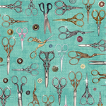 Quilting Treasures - Just Sew - Scissors, Aqua