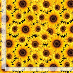 Timeless Treasures - Fall is in The Air - Packed Metallic Sunflowers, Yellow