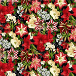 Studio E - 'Tis the Season - Main Floral Amarylis, Black