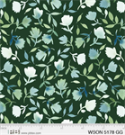 P & B Textiles - Whisper Song - Leaves & Florals, Dark Green