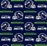 Fabric Traditions - NFL Fleece - Seattle Seahawks, Helmets, Navy/Green