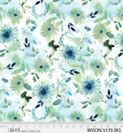 P & B Textiles - Whisper Song - Large Floral, Blue/Green