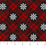 Northcott - Cozy Up Flannel - Snowflakes, Red Plaid