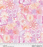 P & B Textiles - 108^ Sketchbook - Floral Butterflies, Pink Orange
