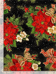 Timeless Treasures - Christmas Joy - Tossed Poinsettia & Pine, Black