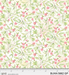 P & B Textiles - Bunnies & Blooms - Floral Leaves, Green Pink