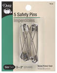 Dritz - Safety Pins - 65-Nickel - Size 3 - 5ct - 2^ Long