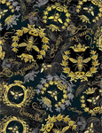 Timeless Treasures - Queen Bee - Golden Crests, Black