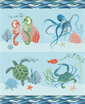 Riley Blake - Free As The Ocean - 36^ Sea Animals Pillow Panel, Blue