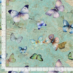 Timeless Treasures - Butterfly Dreams - Pretty Butterflies & Text, Green