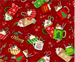 Oasis Fabrics - Noel - Hot Cocoa, Red