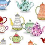 Quilting Treasures - Tea Time - Teapots, White