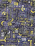 Timeless Treasures - I Love You To The Moon & Back - Stars Text, Yellow