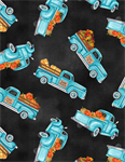 Timeless Treasures - Happy Harvest - Blue Trucks, Black